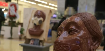 Salgının simgesi maskeler heykellere Türk motifleriyle uyarlandı