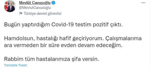 Son Dakika: Dışişleri Bakanı Mevlüt Çavuşoğlu, koronavirüse yakalandı