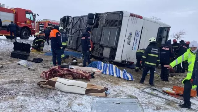 Son dakika! Konya'da buzlanma nedeniyle tur otobüsü devrildi: 5 ölü, 42 yaralı