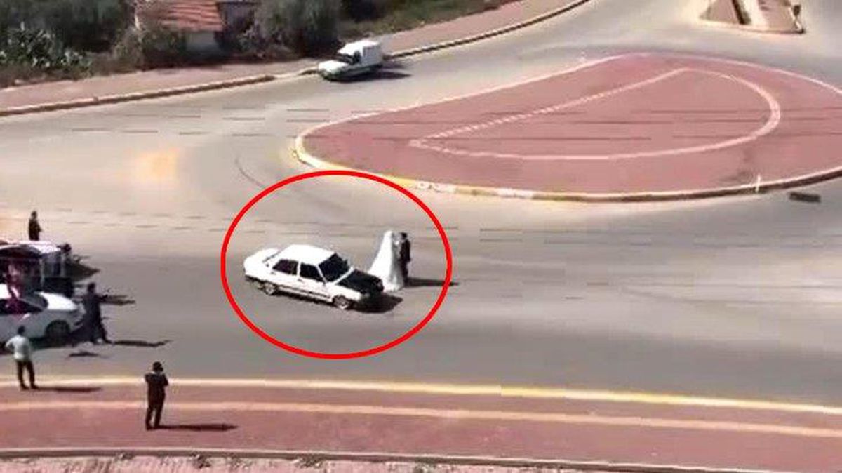 Gelinle damadın çevresinde drift yapan sürücüye 9 bin TL para cezası kesildi