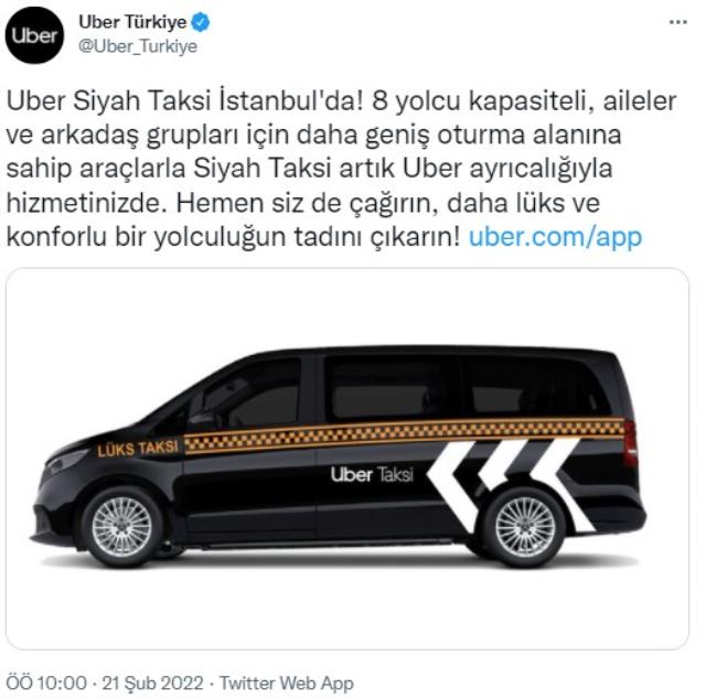 Uber, 8 kişilik XL araçlarıyla İstanbul'da yeniden hizmete başladı