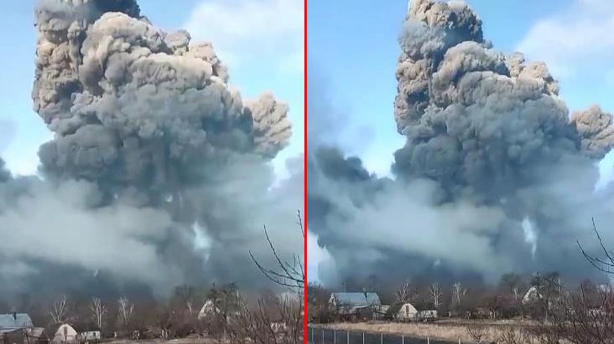 Görüntü Ukrayna'nın Vinnytsia kentinden! Rus birlikleri mühimmat deposunu böyle havaya uçurdu