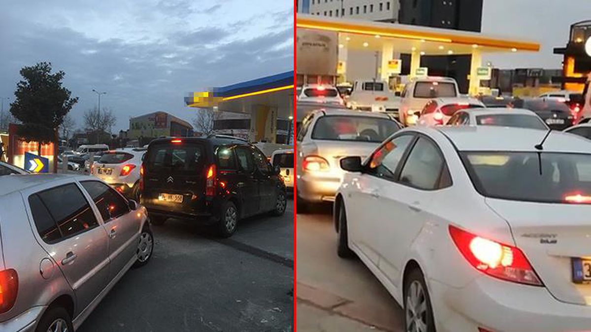Akaryakıta okkalı zam geldi, vatandaşlar istasyonlarda uzun kuyruklar oluşturdu