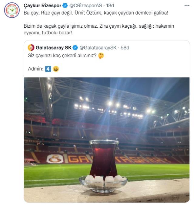 Galatasaray ve Rizespor çay üzerinden birbirine girdi! Paylaşımlar peş peşe geliyor