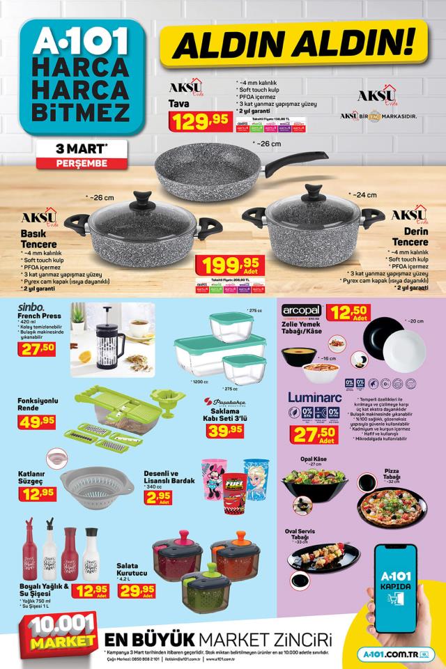 A101 aktüel ürünler kataloğu! 1 Mart A101 bu hafta katalog ürünleri neler? A101'e gelecek ürünler ve A101 fiyat listesi!