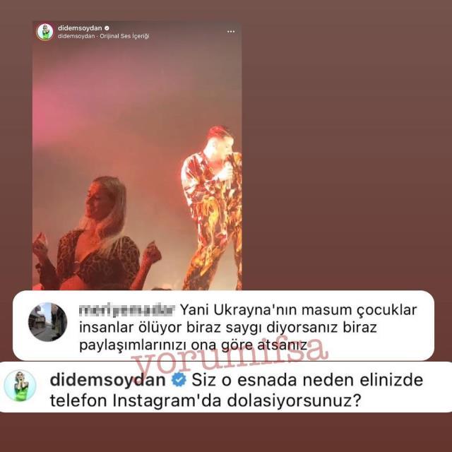 Didem Soydan'dan dans görüntüsüne "Ukrayna'da çocuklar ölüyor, biraz saygı" yorumunu yapan takipçisine karşılık