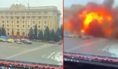 Son dakika! Rus ordusu, Harkov'da belediye binasını füzeyle vurdu! Patlama anı saniye saniye kamerada