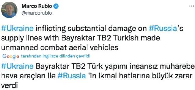 Türk SİHA'larının Rusya - Ukrayna savaşındaki başarısı Türkiye aksisi ABD'li senatörü bile mest etti