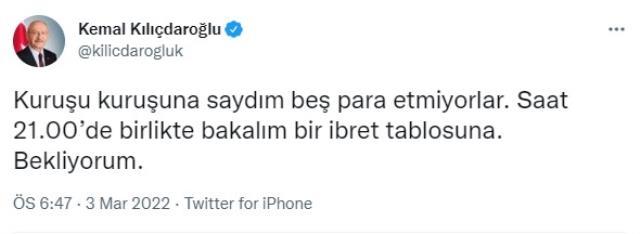 Kılıçdaroğlu, saat 21.00'i işaret etti: İbret tablosuna birlikte bakalım