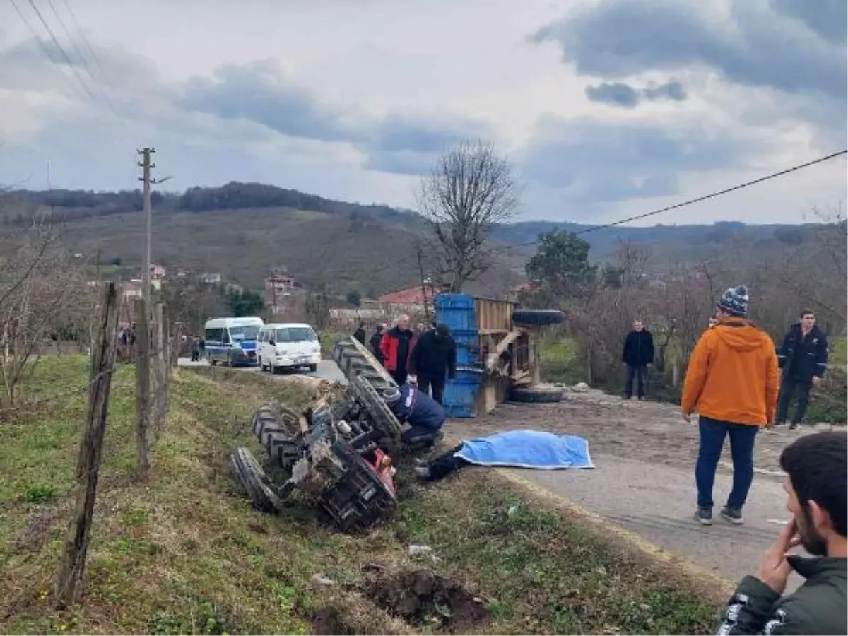 Devrilen traktörün sürücüsü öldü