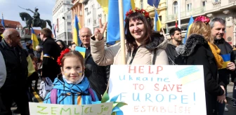 Hırvatistan'ın başkenti Zagreb'de, Ukrayna'ya destek gösterisi
