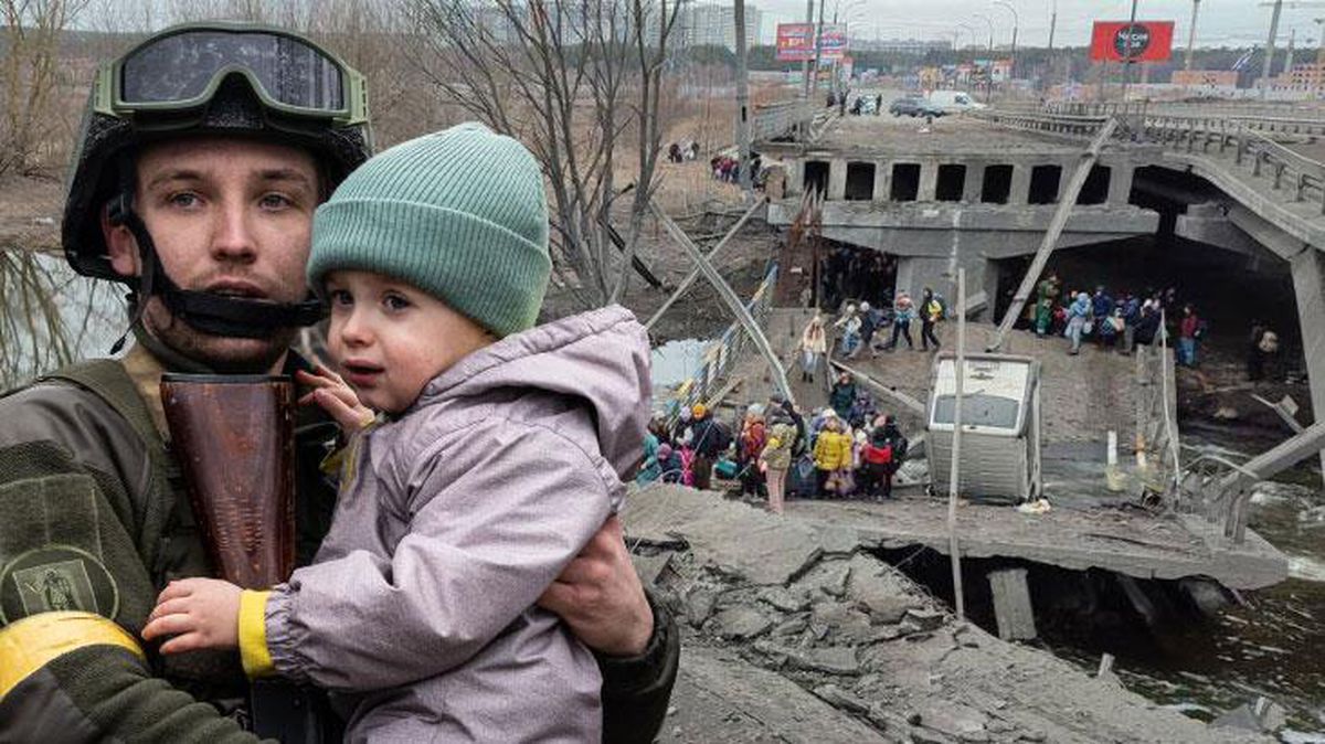 Irpin'de insanlık dramı! Halk, havaya uçurulan köprü üzerinden tahliye ediliyor