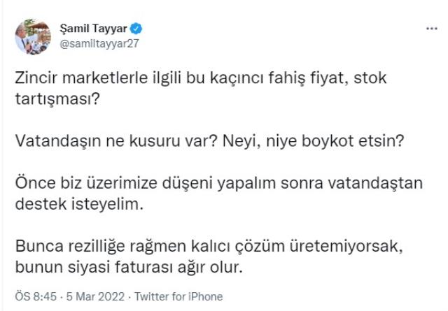 AK Partili Şamil Tayyar'dan hükümete fahiş fiyat eleştirisi: Tahlil üretemiyorsak siyasi faturası ağır olur