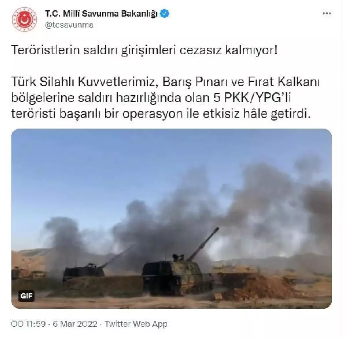 MSB: 5 PKK/YPG&amp;#39;li etkisiz hale getirildi - Haberler