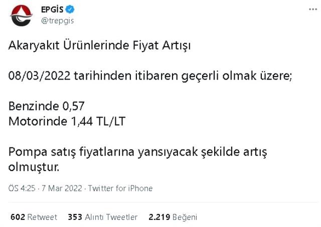 Güncel Benzin ve Mazot fiyatları 2022! 8 Mart Benzinin litresi ne kadar, kaç TL oldu? Mazot ve Motorin litresi ne kadar, kaç TL? LPG ne kadar?