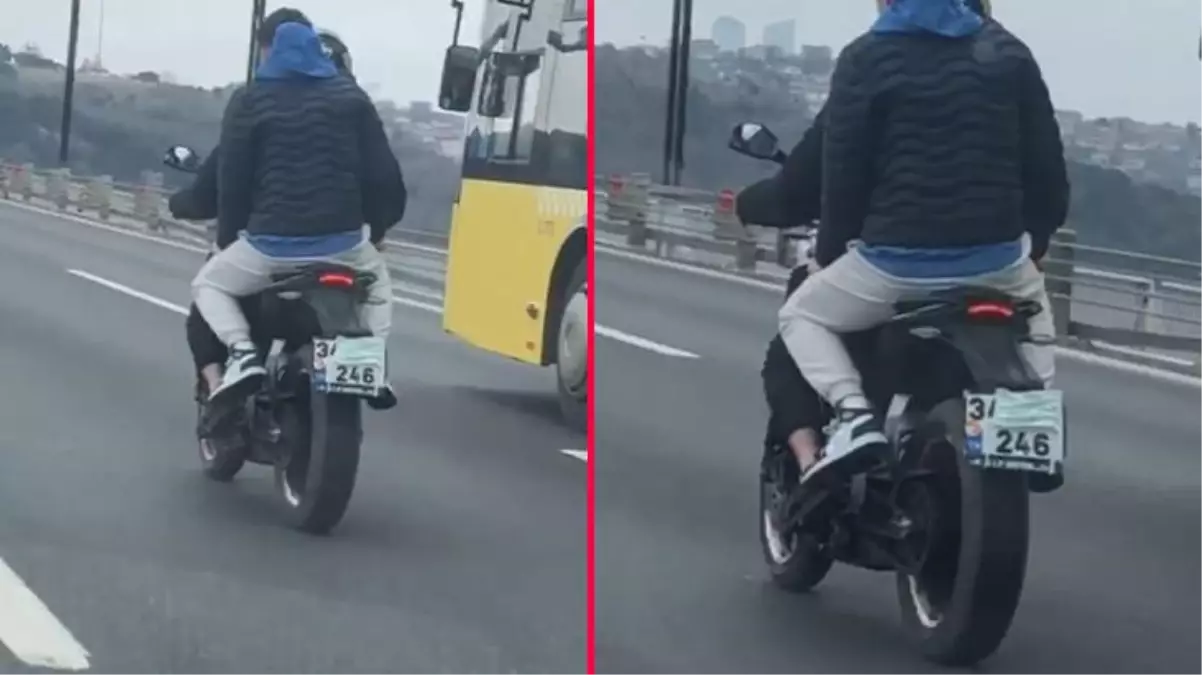 Motosiklet sürücüsü, köprü ücretini ödememek için cerrahi maskeyi plakasına taktı