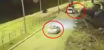 Süratle kalabalığın içine dalan otomobilin polisi şehit ettiği anlar kamerada