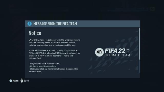 EA, Rus oyuncuları FIFA 22'den çıkardı