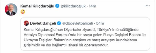 Toplumsal medya yıkılıyor! Kılıçdaroğlu, Bahçeli'nin paylaşımına lisan çıkarma emojisi ile karşılık verdi