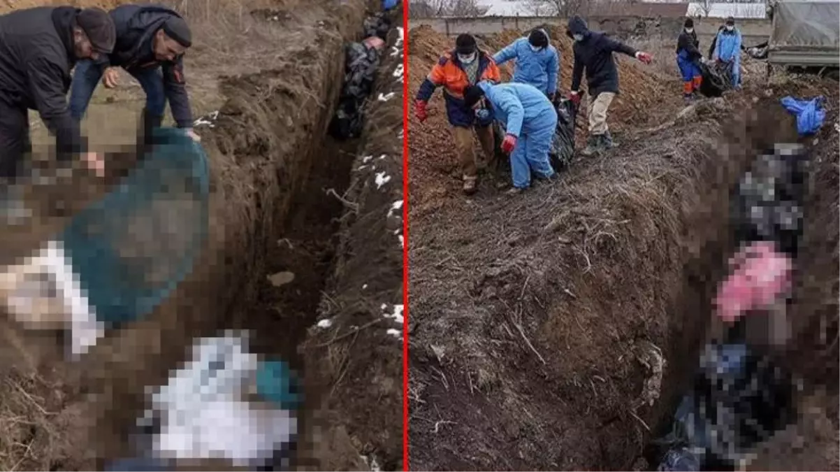 Rus saldırısı sonrası yerle bir olan Mariupol'de ölen insanları gömmek için toplu mezarlar açıldı