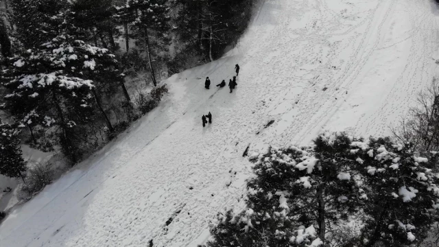 Kar yağışı sonrası Aydos Ormanı'ndan eşsiz manzaralar