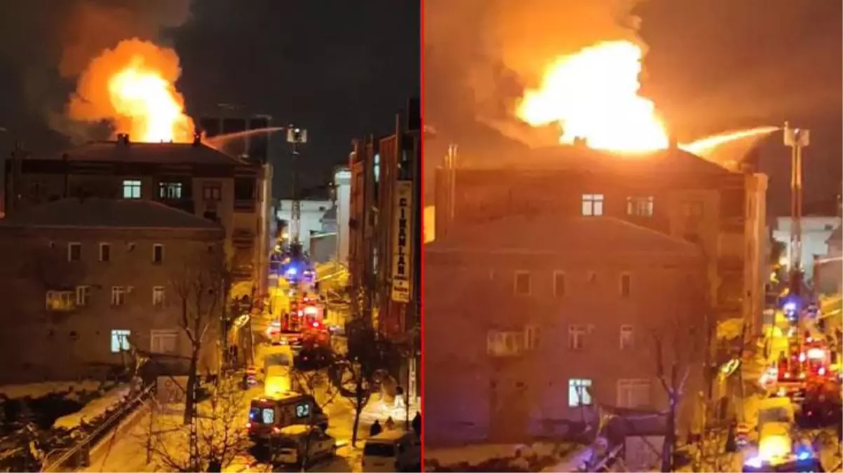 İstanbul'un göbeğinde korku dolu gece! Alevlerin sardığı binada yaşanan patlama saniye saniye kamerada