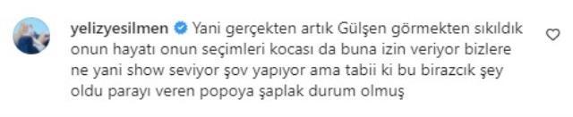 Menajerine kalça hareketi yapan Gülşen'e Yeliz Yeşilmen'den çok konuşulacak yorum: Parayı veren şaplak atıyor