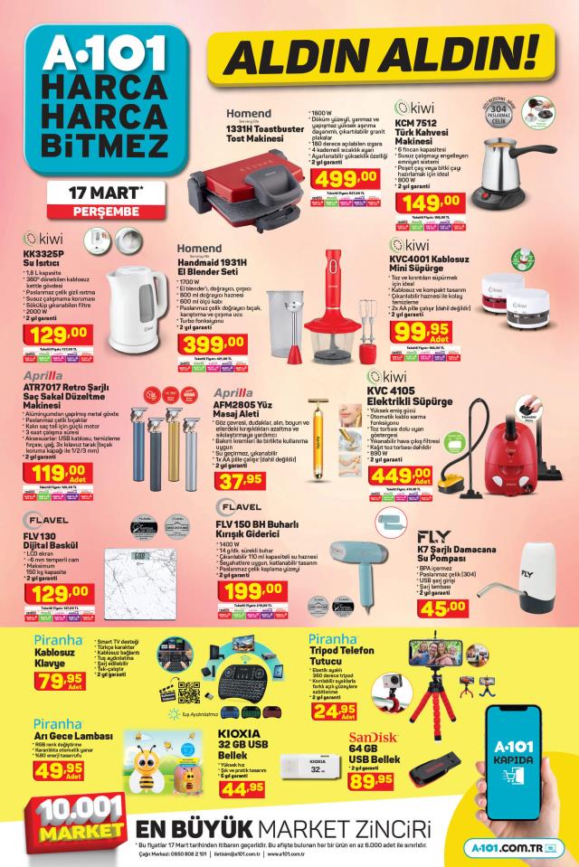 A101 aktüel ürünler kataloğu! 17 Mart A101 bu hafta katalog ürünleri neler? A101'e gelecek ürünler ve A101 fiyat listesi!