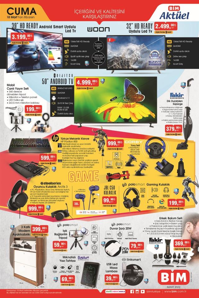 BİM aktüel ürünler kataloğu yayınlandı! 18 Mart Cuma BİM bu hafta katalog ürünleri neler? BİM'e gelecek ürünler ve BİM fiyat listesi!