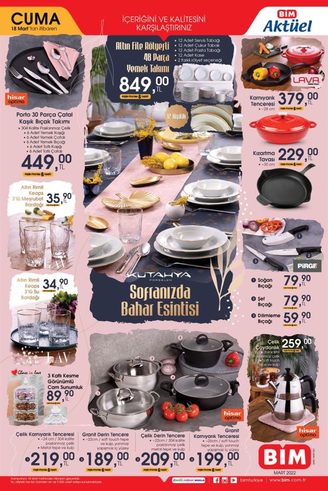 BİM aktüel ürünler kataloğu yayınlandı! 18 Mart Cuma BİM bu hafta katalog ürünleri neler? BİM'e gelecek ürünler ve BİM fiyat listesi!