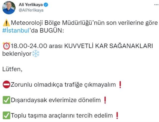 Son Dakika! İstanbul Valisi Yerlikaya'dan yağış uyarısı: 18.00-24.00 ortası kar sağanakları var, dışarı çıkmayın