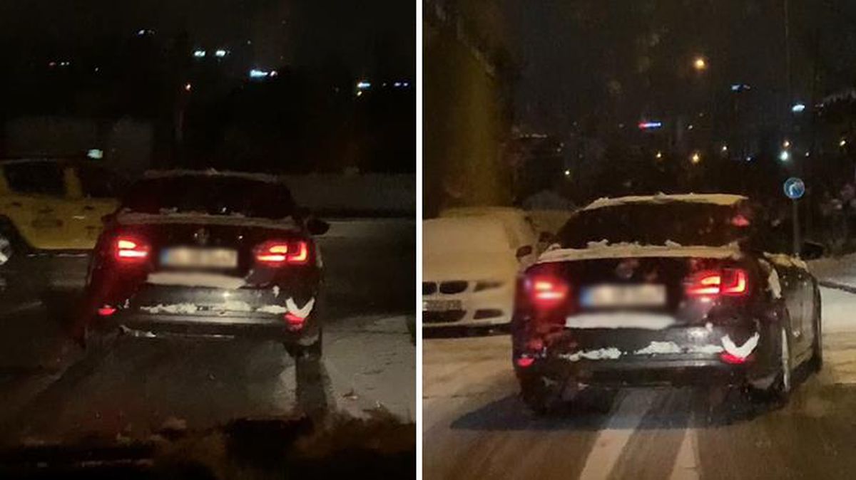 Ataşehir'de sokak arasında drift yapan sürücü, park halindeki araçları teğet geçti