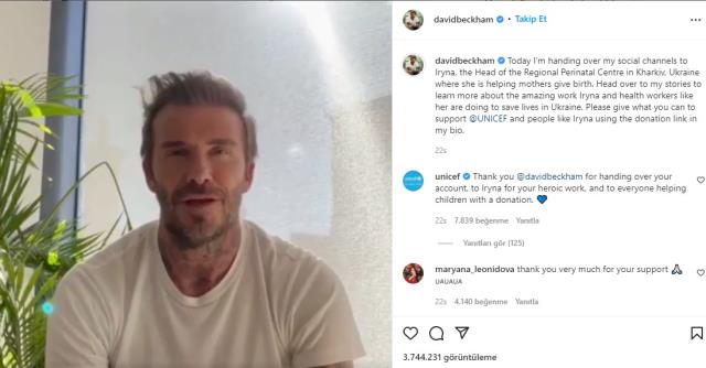 David Beckham, 71 milyon takipçili Instagram hesabını Ukraynalı doktora verdi