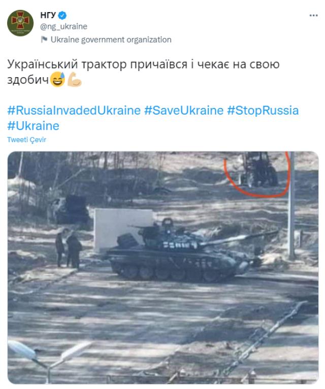 Ukrayna ordusunun paylaştığı fotoğraf gündem yarattı: İşte saklanarak avını bekleyen bir traktör