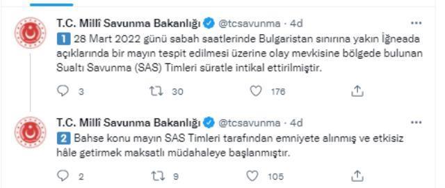 Son Dakika! İğneada açıklarında tespit edilen mayın SAS timleri tarafından etkisiz hale getirildi