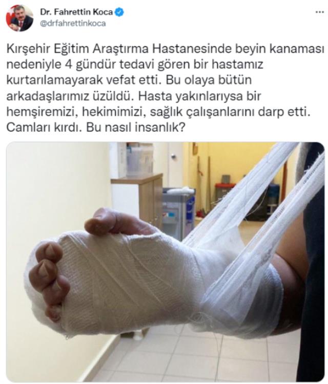 Kırşehir'de sıhhat çalışanlarının darbedilmesi sonrası Bakan Koca isyan etti