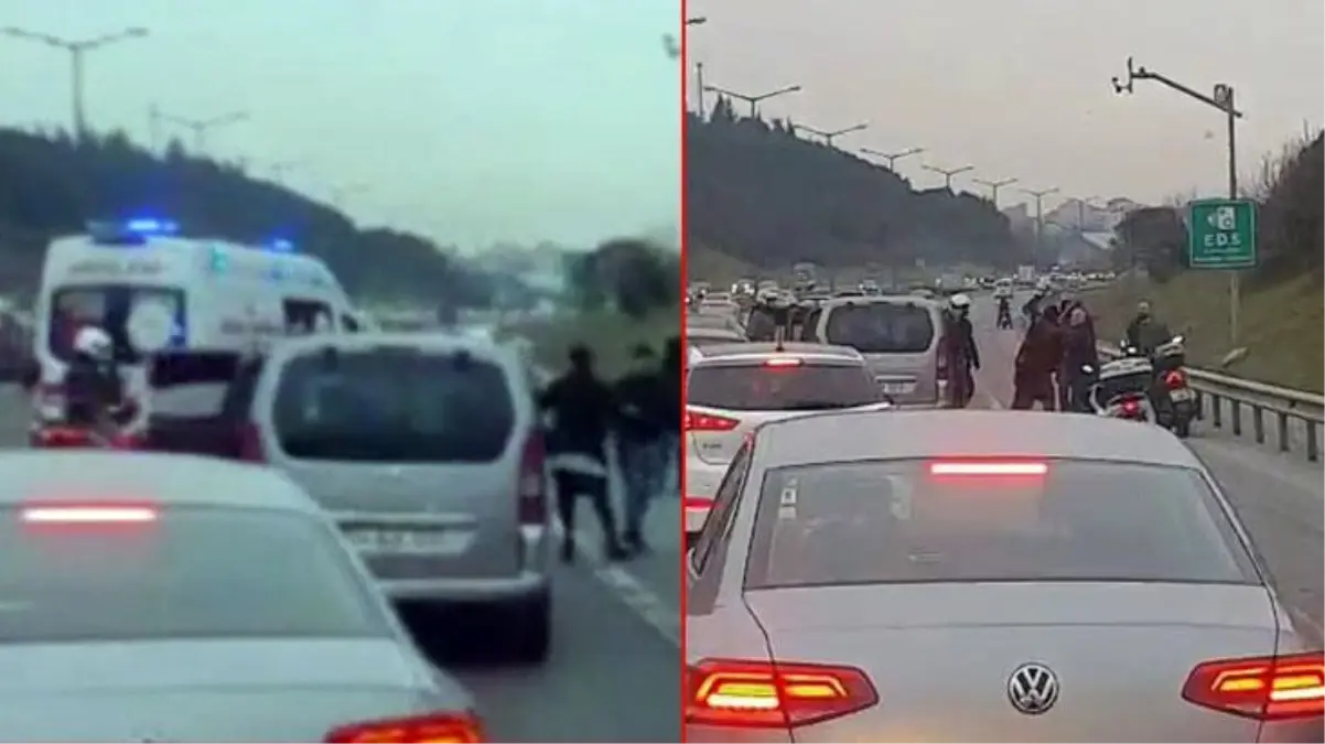 İki grup trafik yüzünden kavga etti, ambulans ilerlemekte güçlük çekti