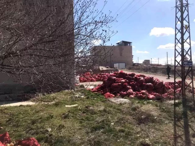 Yol kenarına atılmış yüzlerce çuval soğan, takımları harekete geçirdi