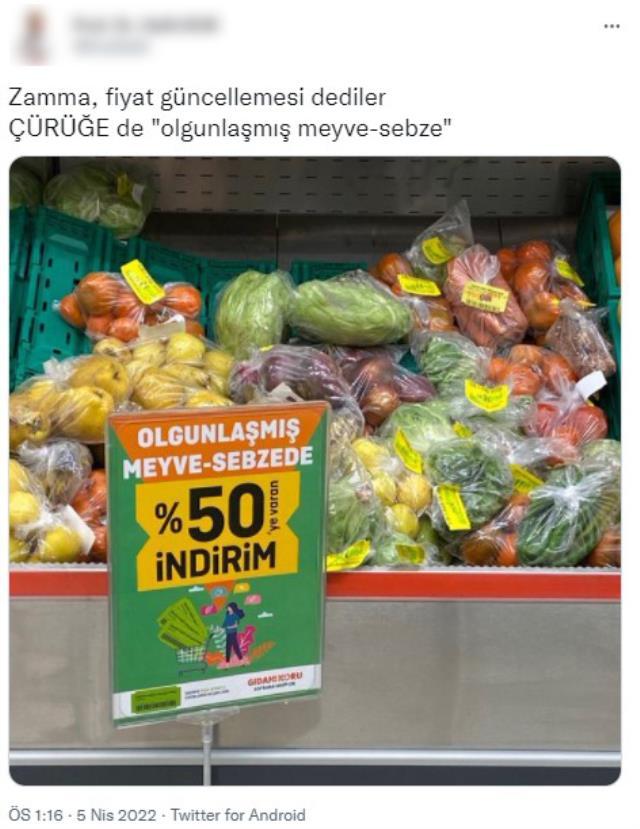 Ünlü market zinciri, çürümeye yaklaşmış meyve ve sebzeyi "olgunlaşmış" diye satmaya başladı