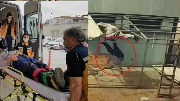 İnşaat ustası 4 metre yükseklikten düştü; o anlar kamerada İnşaat ustası 4 metre yükseklikten düştü; o anlar kamerada