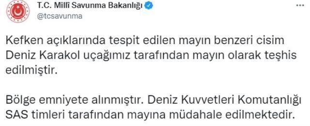 Son Dakika: Karadeniz'de 3. mayın tespit edildi! SAS timleri Kefken açıklarında bulunan mayına müdahale ediyor Son Dakika: Karadeniz'de 3. mayın tespit edildi! SAS timleri Kefken açıklarında bulunan mayına müdahale ediyor