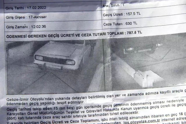 2 yıldır yerinden bile kıpırdatmadığı aracına otoyol geçiş ücreti geldi, ne yapacağını bilemedi