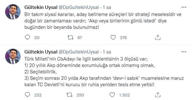 6'lı masanın ortağı Gültekin Uysal, muhalefetin cumhurbaşkanı adayının 3 kriterini paylaştı! İlk madde kriz çıkarır 6'lı masanın ortağı Gültekin Uysal, muhalefetin cumhurbaşkanı adayının 3 kriterini paylaştı! İlk madde kriz çıkarır