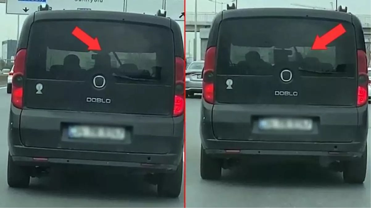 D-100'de ilginç anlar! Arka koltuktaki yolcu, şoförü bastonuyla böyle dövdü