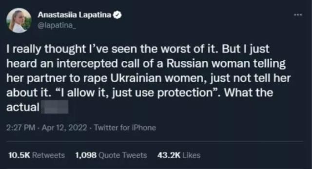 Rus kadının, kocasına sözleri kan dondurdu: Prezervatif taktığınız sürece Ukraynalı kadınlara tecavüz edebilirsiniz Rus kadının, kocasına sözleri kan dondurdu: Prezervatif taktığınız sürece Ukraynalı kadınlara tecavüz edebilirsiniz