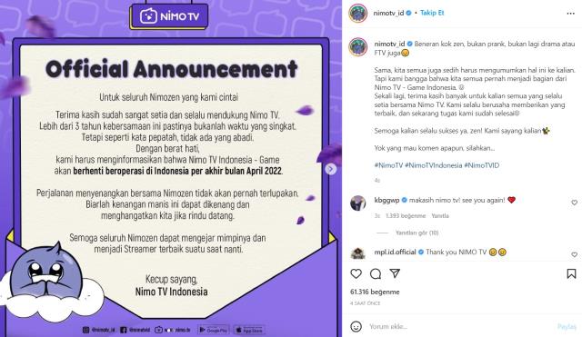 Hangi yayın platformu kapandı? Kapanan yayın platformu hangisi? Nimo TV kapanıyor mu? SON DURUM! Nimo TV kapatılacak mı?