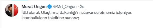 İBB Sözcüsü Ongun'a, Marmaray'ın resmi hesabından 'sübvanse' yanıtı İBB Sözcüsü Ongun'a, Marmaray'ın resmi hesabından 'sübvanse' yanıtı