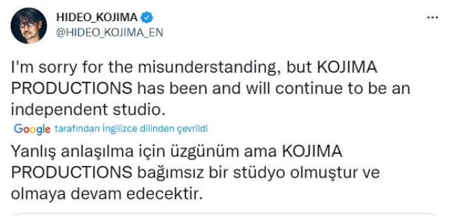 Kojima Production'ın bağımsız bir stüdyo olarak kalacağını açıklandı