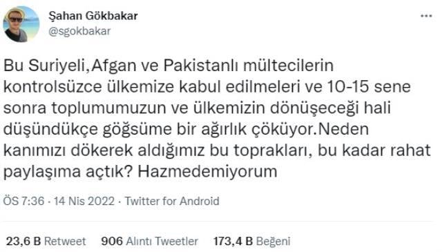 Şahan Gökbakar'dan mülteci isyanı: Kanımızı dökerek aldığımız toprakları paylaşıma açtık