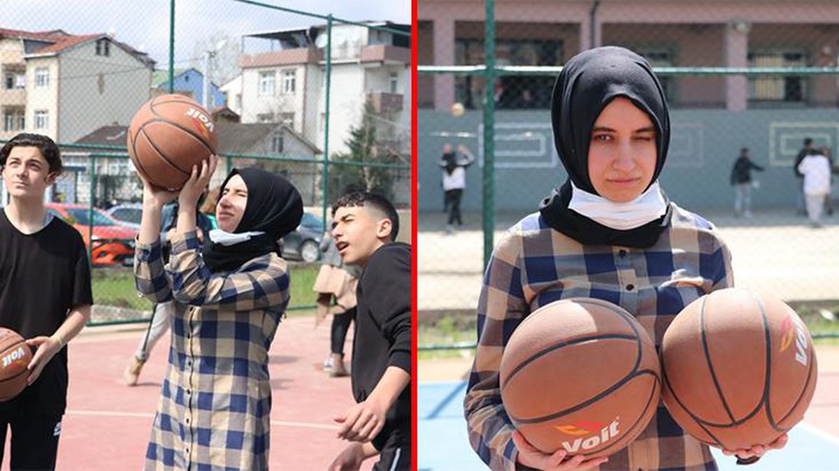 Öğrencileriyle basketbol oynayan görme engelli Dilek öğretmen o anları anlattı: Benim için güzel bir fırsattı
